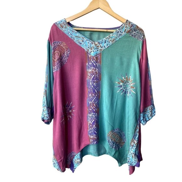 Soft Surroundings Top Small Art To Wear Fairy Asymmetrical Rainbow Colorful - Picture 3 of 10